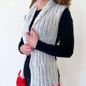 Hand knit unique scarf, Scarf with beads, Christmas gift